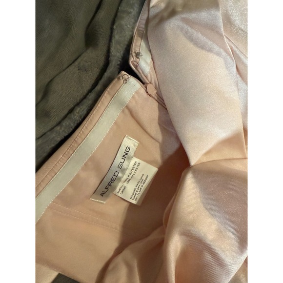 NWT Alfred Sung Size 14 OFF-THE-SHOULDER CUFF TRUMPET GOWN FRONT SLIT BLUSH Pink - Picture 5 of 10